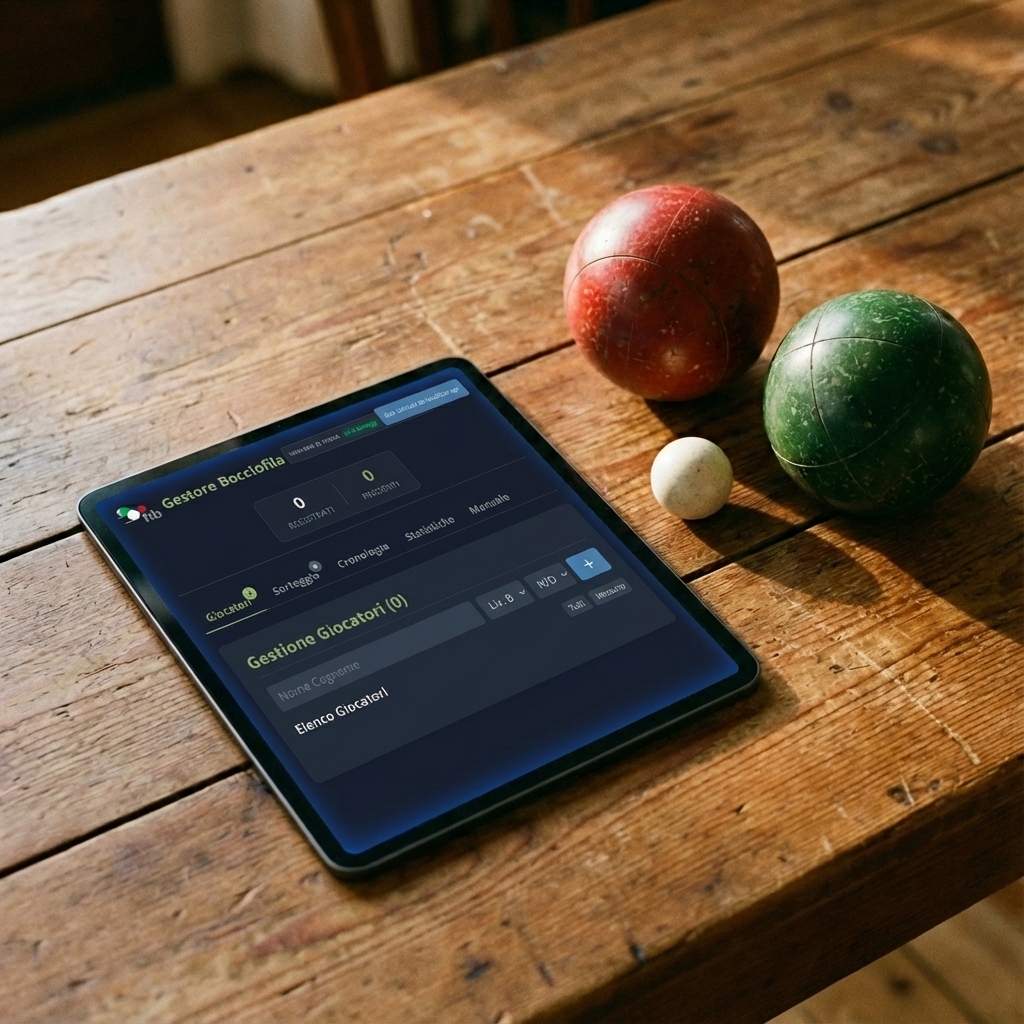 Gestore Bocciofila Dashboard su Tablet