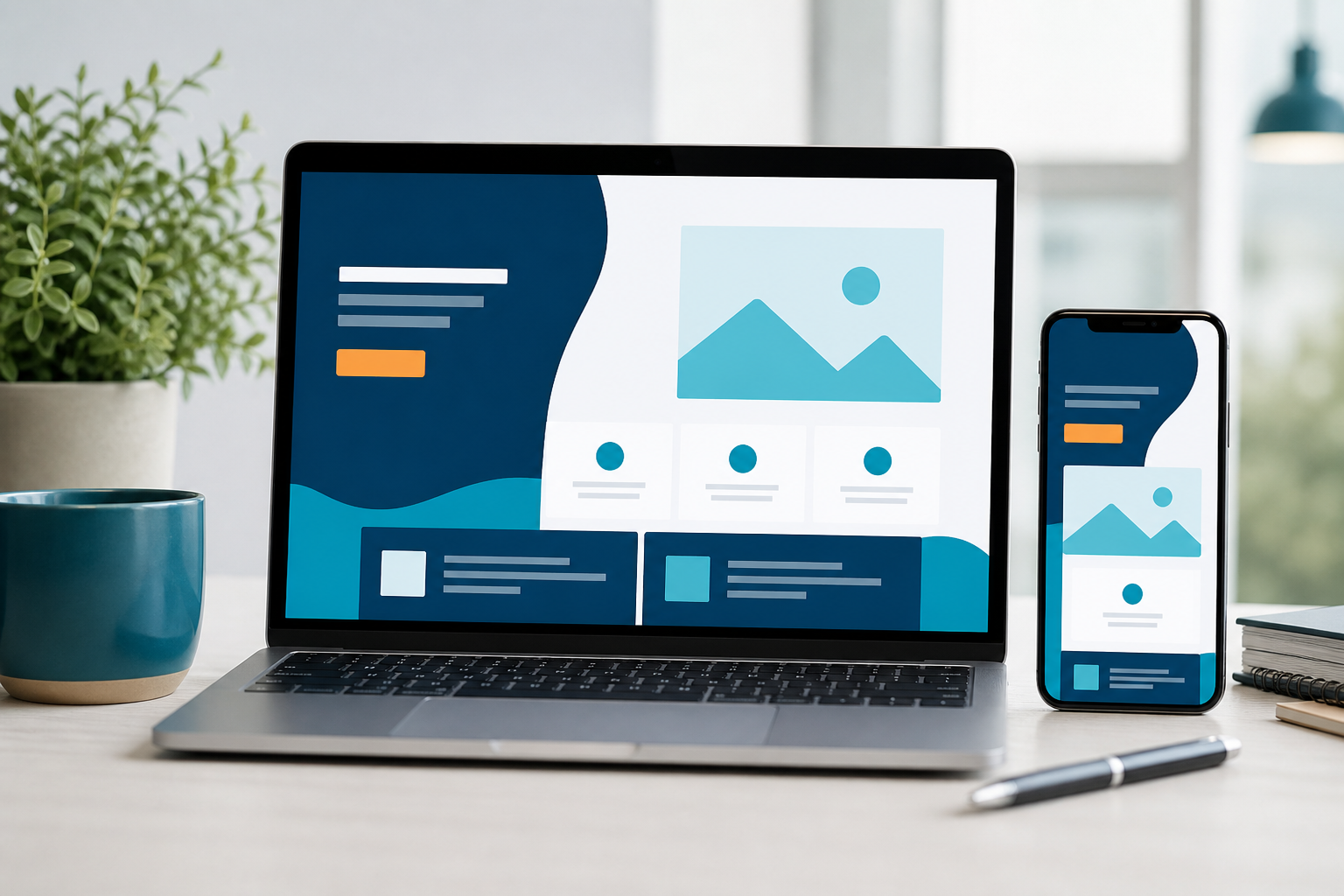 Esempio di landing page visualizzata su computer e smartphone